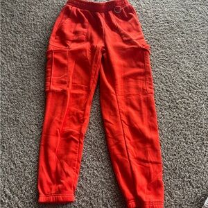 Red Jogger Track Pants with Elastic Waistband